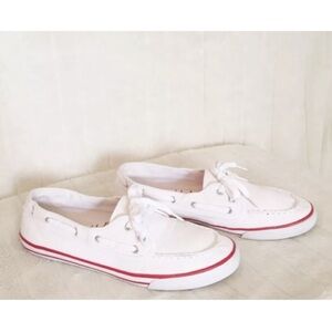 Land's End Sz 11B Women’s Boat Shoes Red & White
